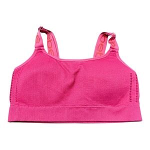 BEBE Pink Logo Seamless Ribbed Sport Bra